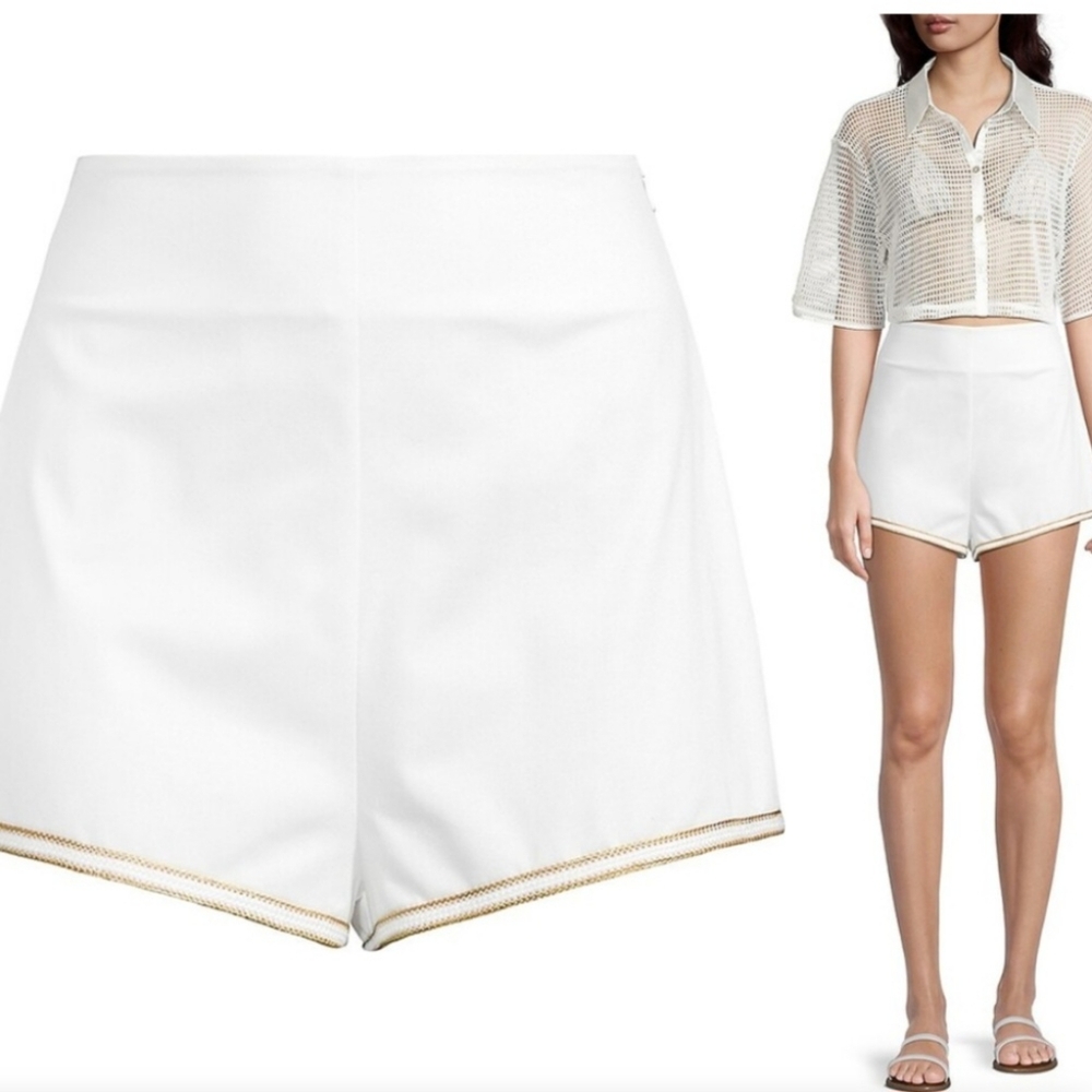 REVOLVE White High-Waist Athletic Shorts with Gold Trim